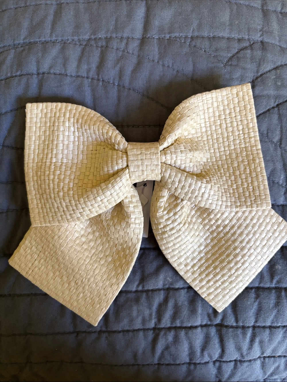 J. Crew Factory Straw-Look Cream Bow Hair Clip